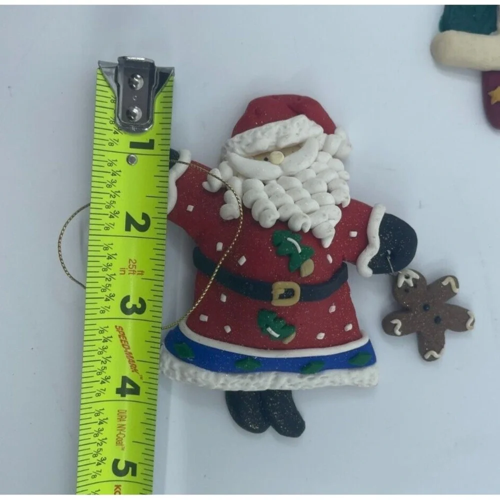 Mid West Cynthia Madrid Dough Looking Santa Claus Ornaments Lot Of 2 Folk Art
